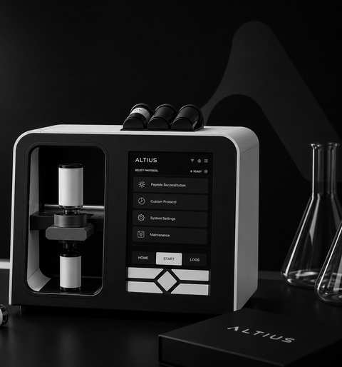 The ALTIUS desktop reconstitution device with sample vials